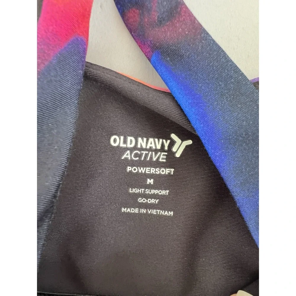 Old Navy Women Light Support PowerSoft Longline Sports Bra Swirl‎ Size Medium